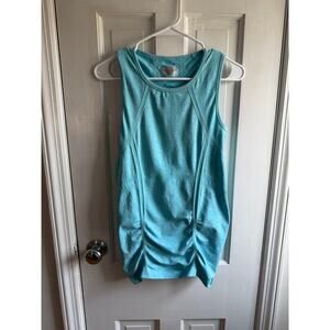 Athleta Fast Track Ruched Tank Top - Light Blue Heather Seamless EUC